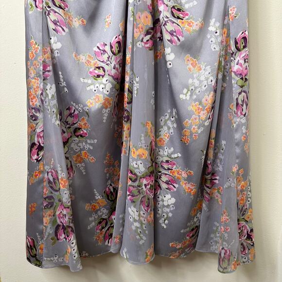 Sz 8 Cinq à Sept Terrence Satin Floral Midi Dress Cocktail Wedding Guest Romance - Picture 4 of 11